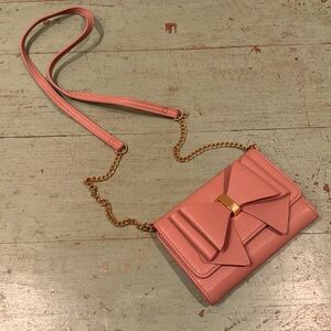 LD Pink Bow Crossbody Leather Handbag Bag Purse Like Kate Spade